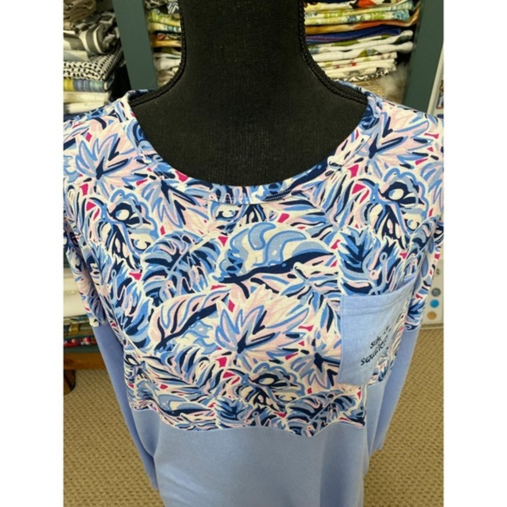 Simply Southern Tropical Leaf Pocket Long Sleeve T-Shirt Women's XL - Picture 2 of 8